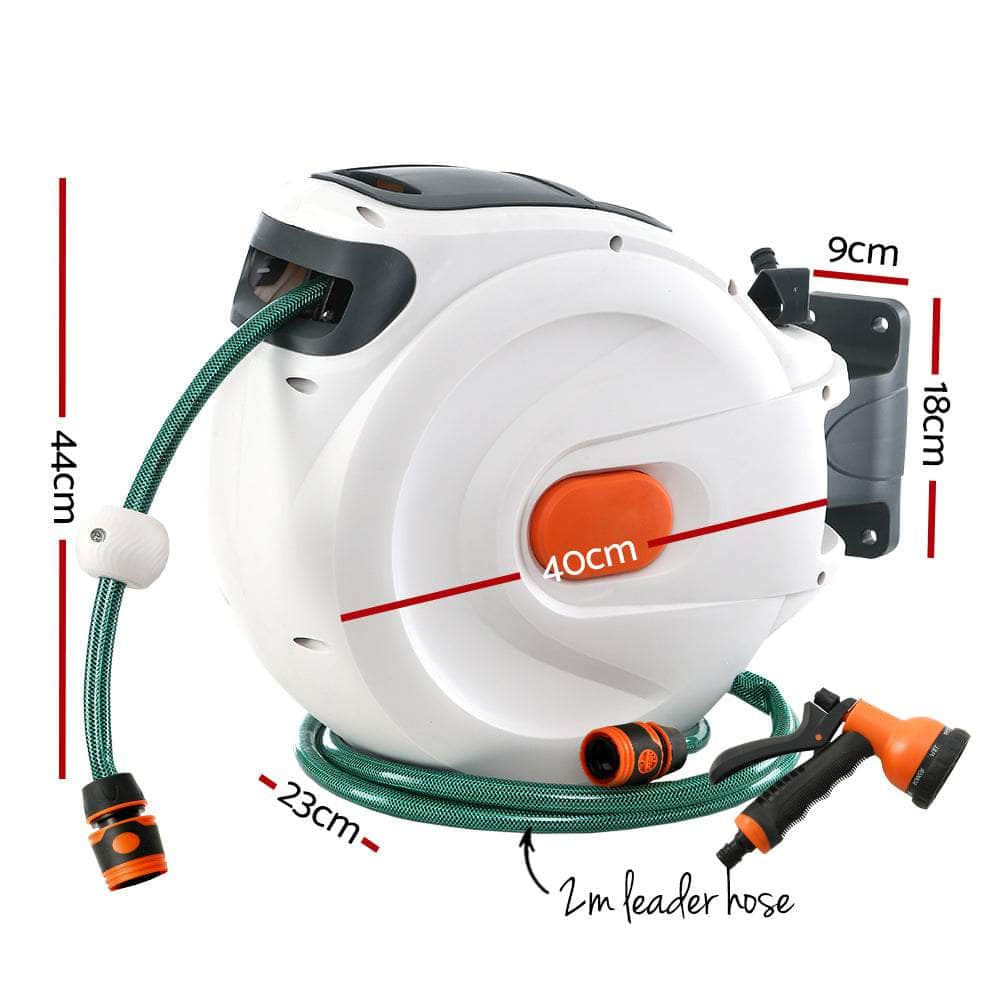 Retractable Hose Reel 30M Garden Water Spray Gun Auto Rewind