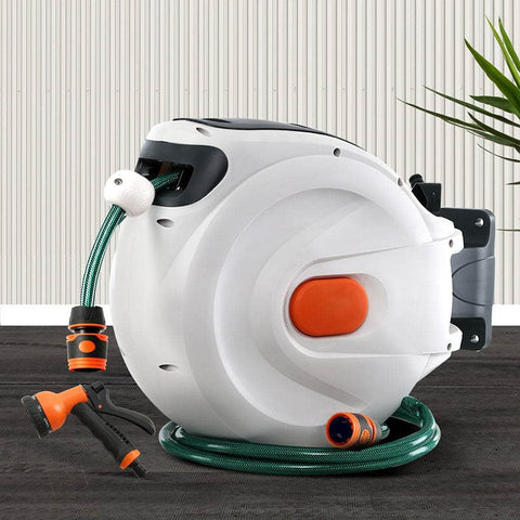 Retractable Hose Reel 30M Garden Water Spray Gun Auto Rewind