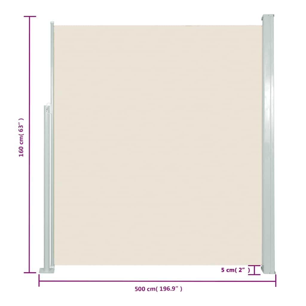 Retractable Side Awning Steel Frame - Cream