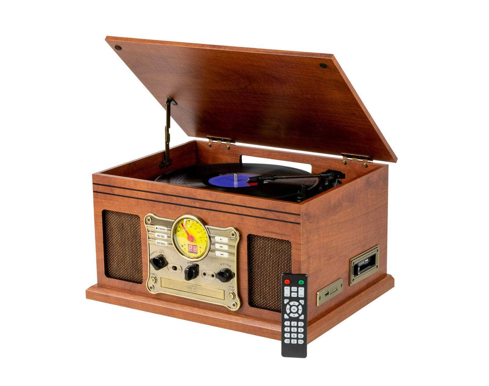 Retro Vinyl Turntable Wireless Streaming CD Player in 1