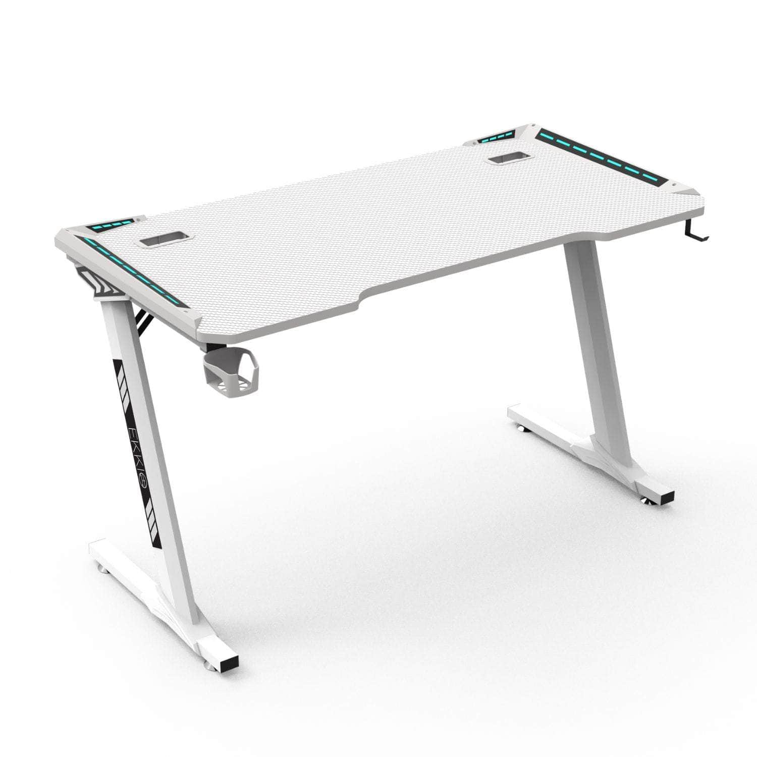 Rgb Gaming Desk Z Shape White 140Cm