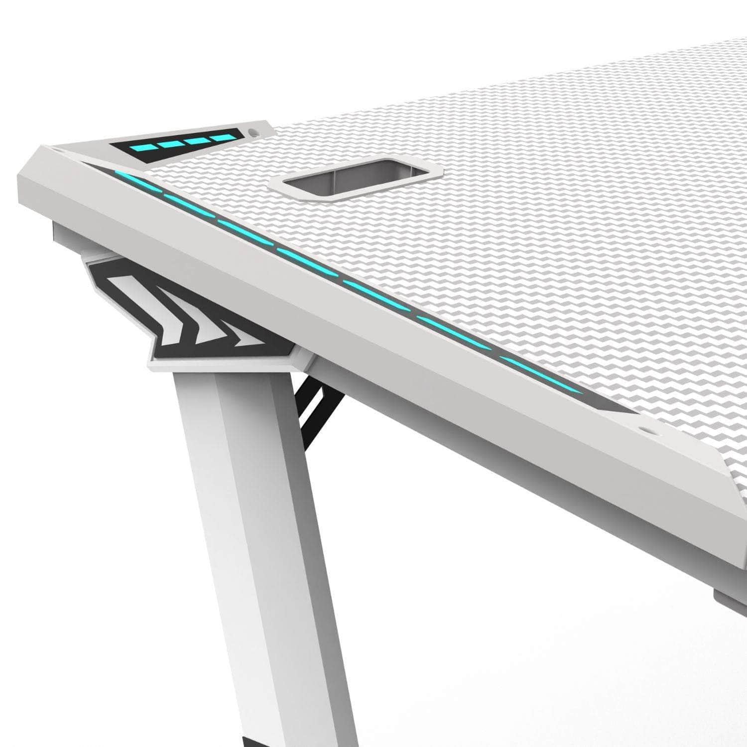 Rgb Gaming Desk Z Shape White 140Cm