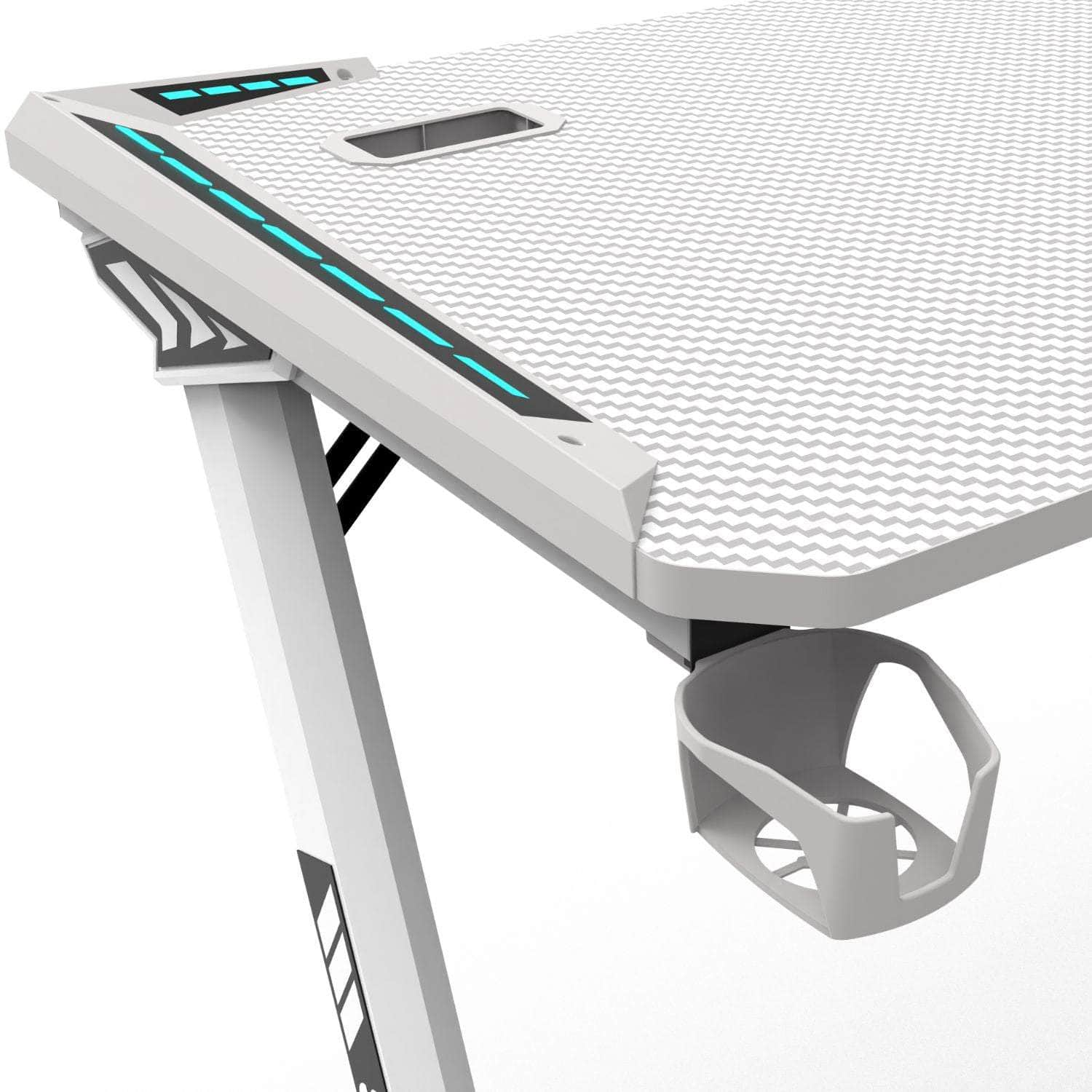 Rgb Gaming Desk Z Shape White 140Cm