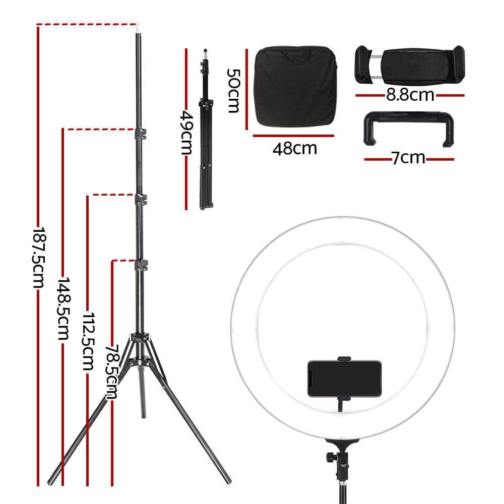 Ring Light 19" Tripod Stand Silver