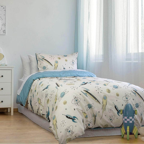 Rocket Boy Chambray Quilt Cover Set Double