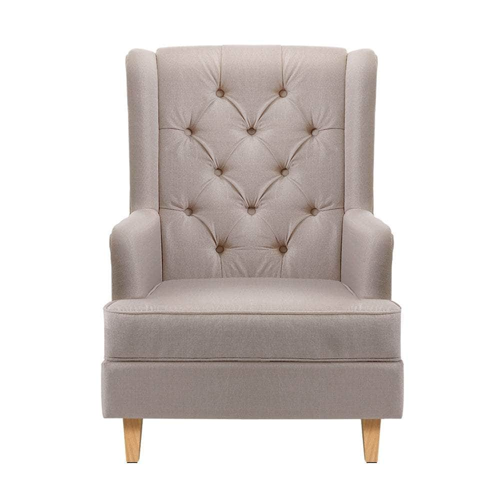 Rocking Chair Armchair Linen Fabric Beige Gaia