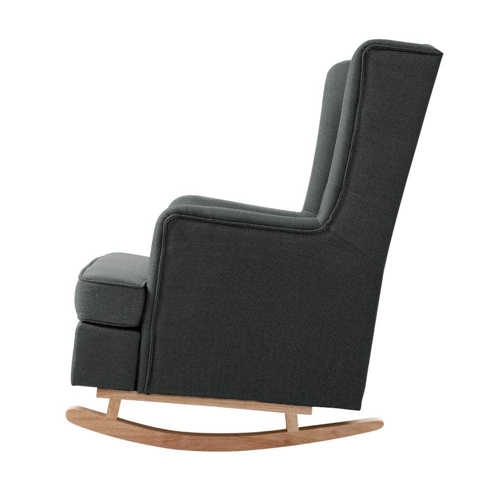 Rocking Chair Armchair Linen Fabric Charcoal Gaia