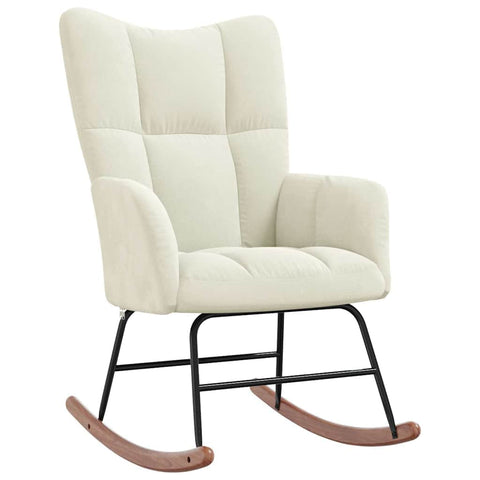 Rocking Chair Cream White Velvet