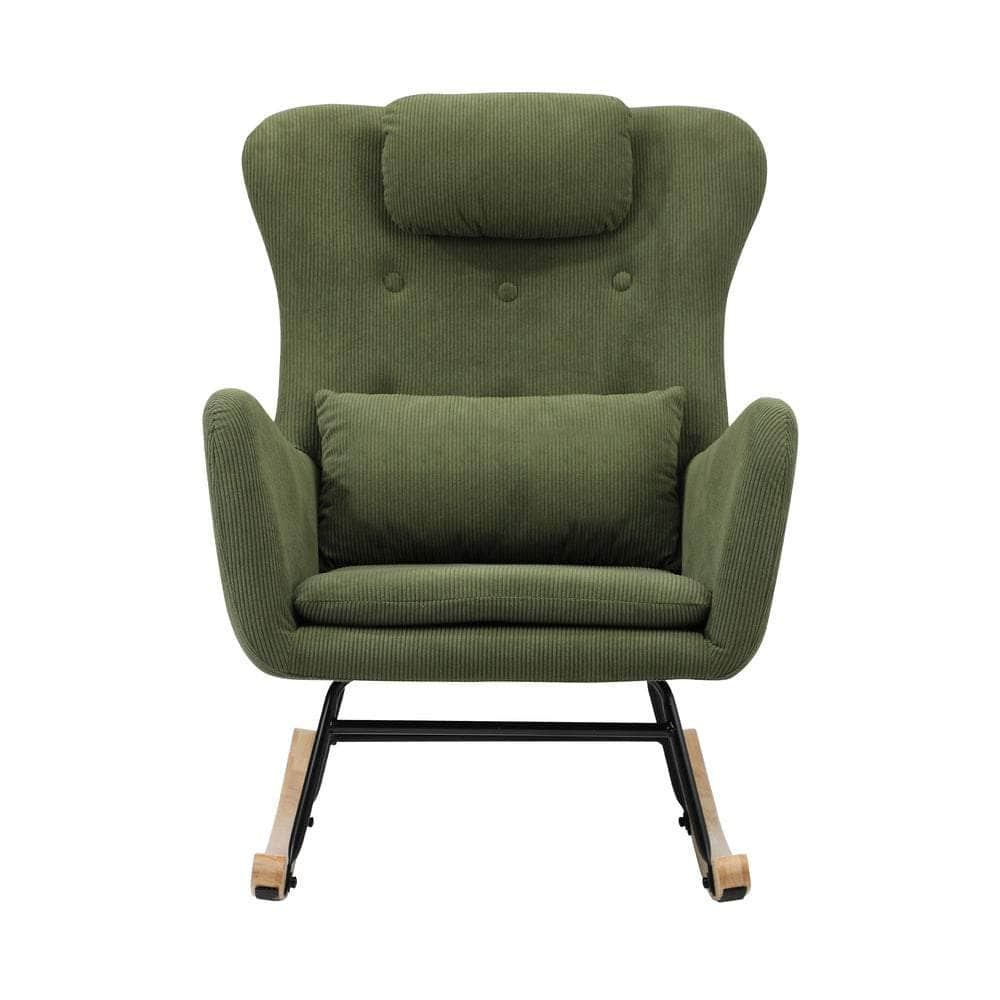 Rocking Chair Velvet With 2 Pillow Green/Grey