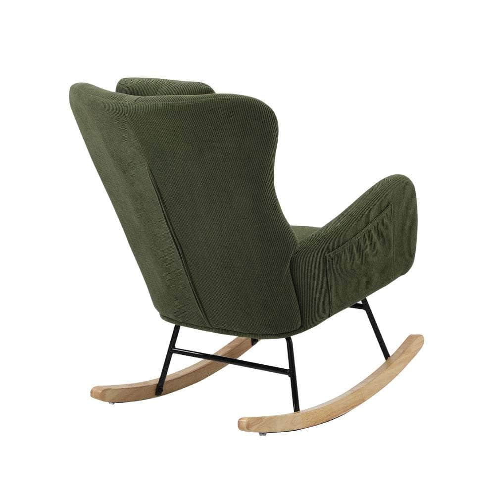 Rocking Chair Velvet With 2 Pillow Green/Grey