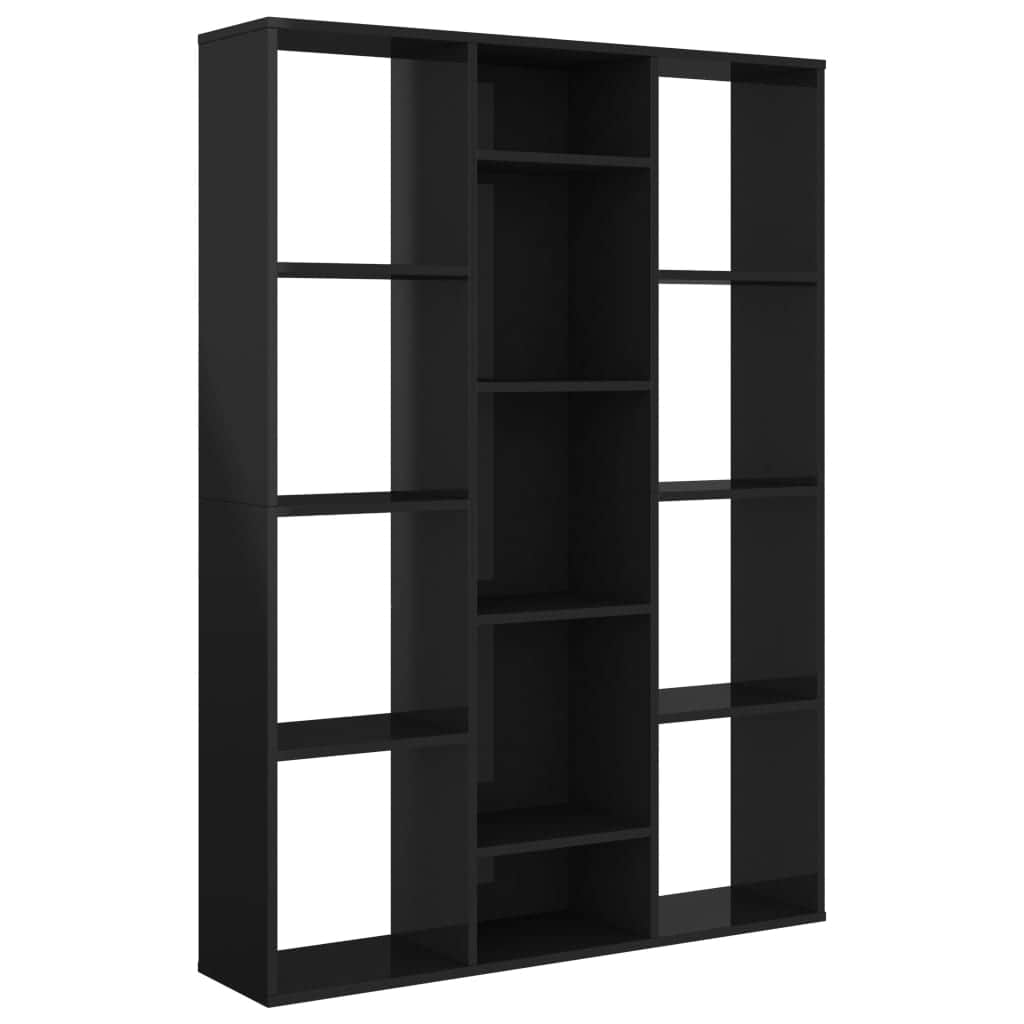 Room Divider/Book Cabinet High Gloss Black Chipboard