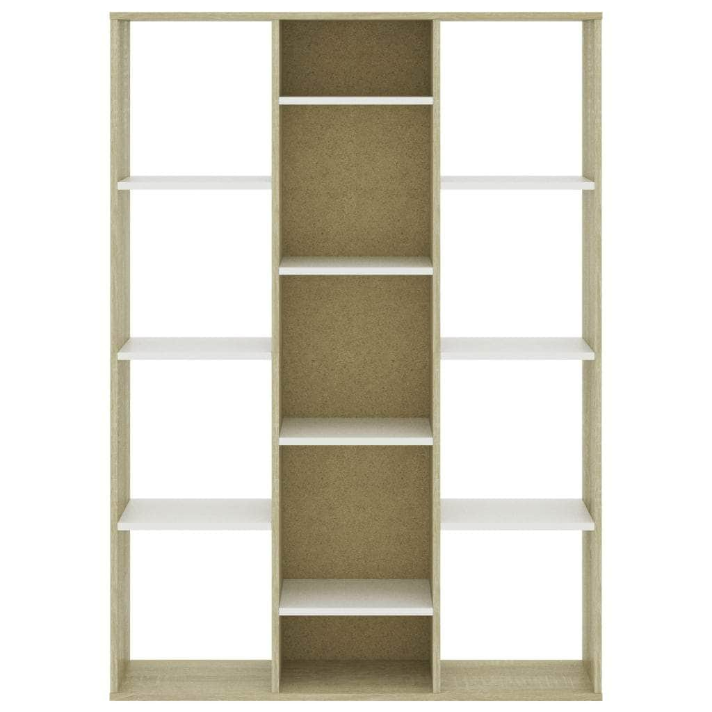 Room Divider/Book Cabinet White and Sonoma Oak Chipboard