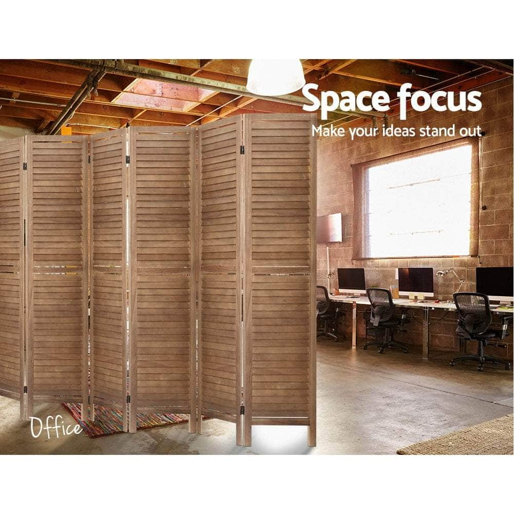 Room Divider Screen 8 Panel Privacy Wood Dividers Stand Bed Timber Brown