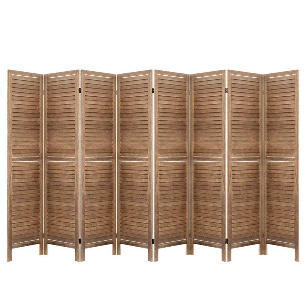 Room Divider Screen 8 Panel Privacy Wood Dividers Stand Bed Timber Brown