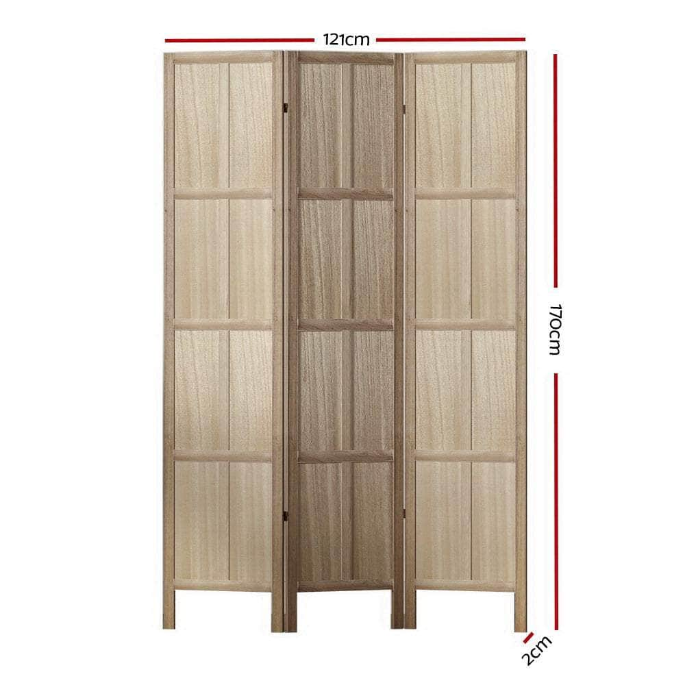 Room Divider Screen Privacy Wood Dividers Stand 3 Panel Brown