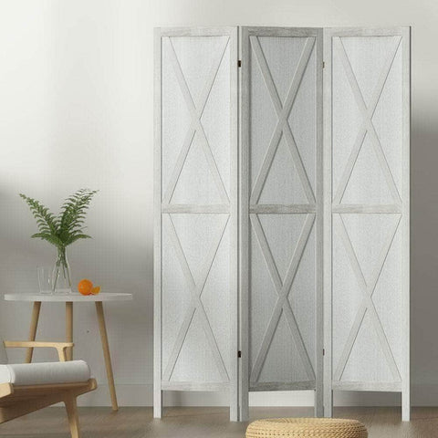 Room Divider Screen Privacy Wood Dividers Stand 3 Panel White