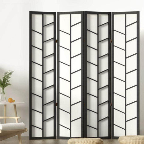 Room Divider Screen Privacy Wood Dividers Stand 4 Panel Archer Black