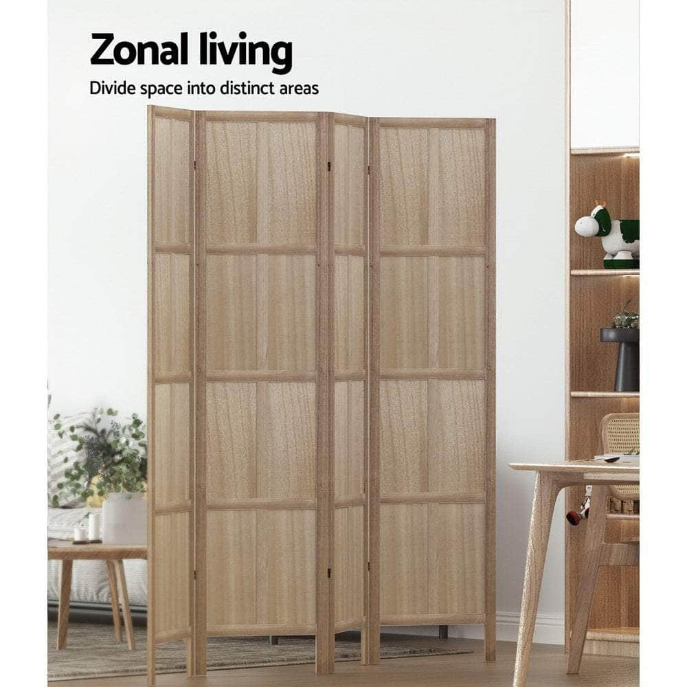 Room Divider Screen Privacy Wood Dividers Stand 4 Panel Brown