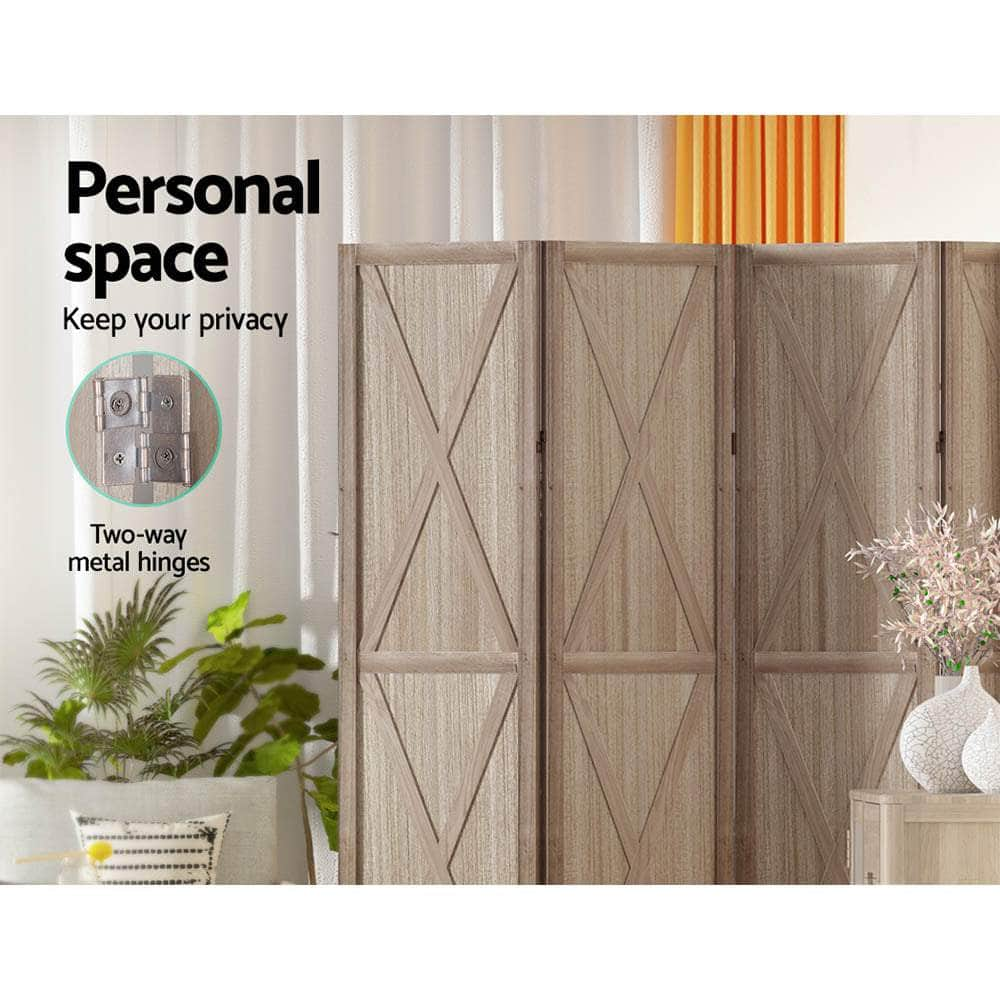 Room Divider Screen Privacy Wood Dividers Stand 6 Panel Brown