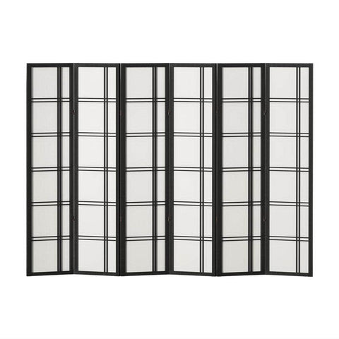 Room Divider Screen Privacy Wood Dividers Stand 6 Panel Nova Black