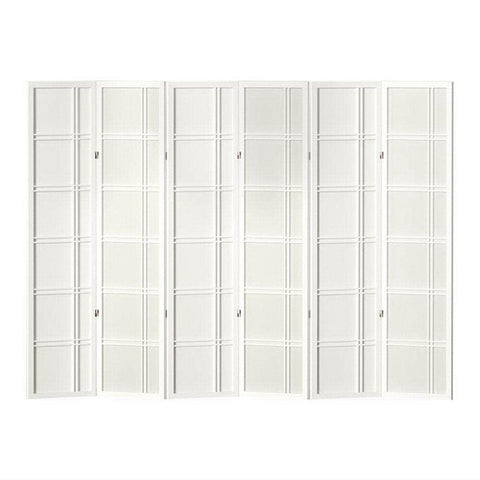 6 Panel Room Divider Screen 265X179Cm Nova White