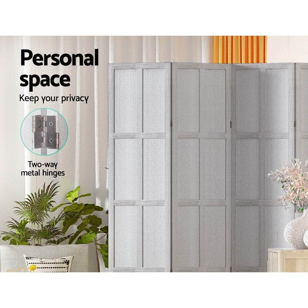 Room Divider Screen Privacy Wood Dividers Stand 6 Panel White