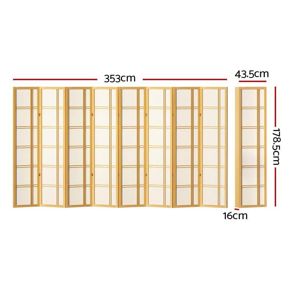 Room Divider Screen Privacy Wood Dividers Stand 8 Panel Nova Natural