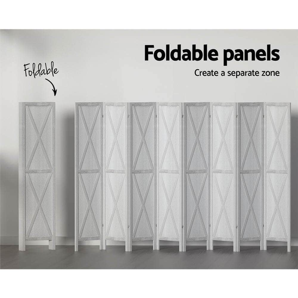 Room Divider Screen Privacy Wood Dividers Stand 8 Panel White