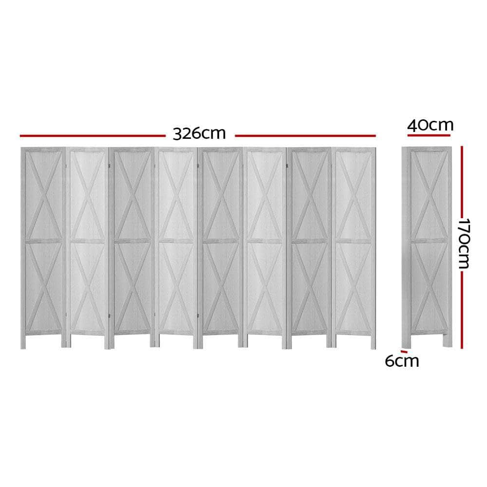 Room Divider Screen Privacy Wood Dividers Stand 8 Panel White