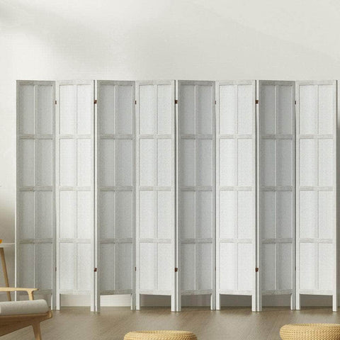 Room Divider Screen Privacy Wood Dividers Stand 8 Panel White