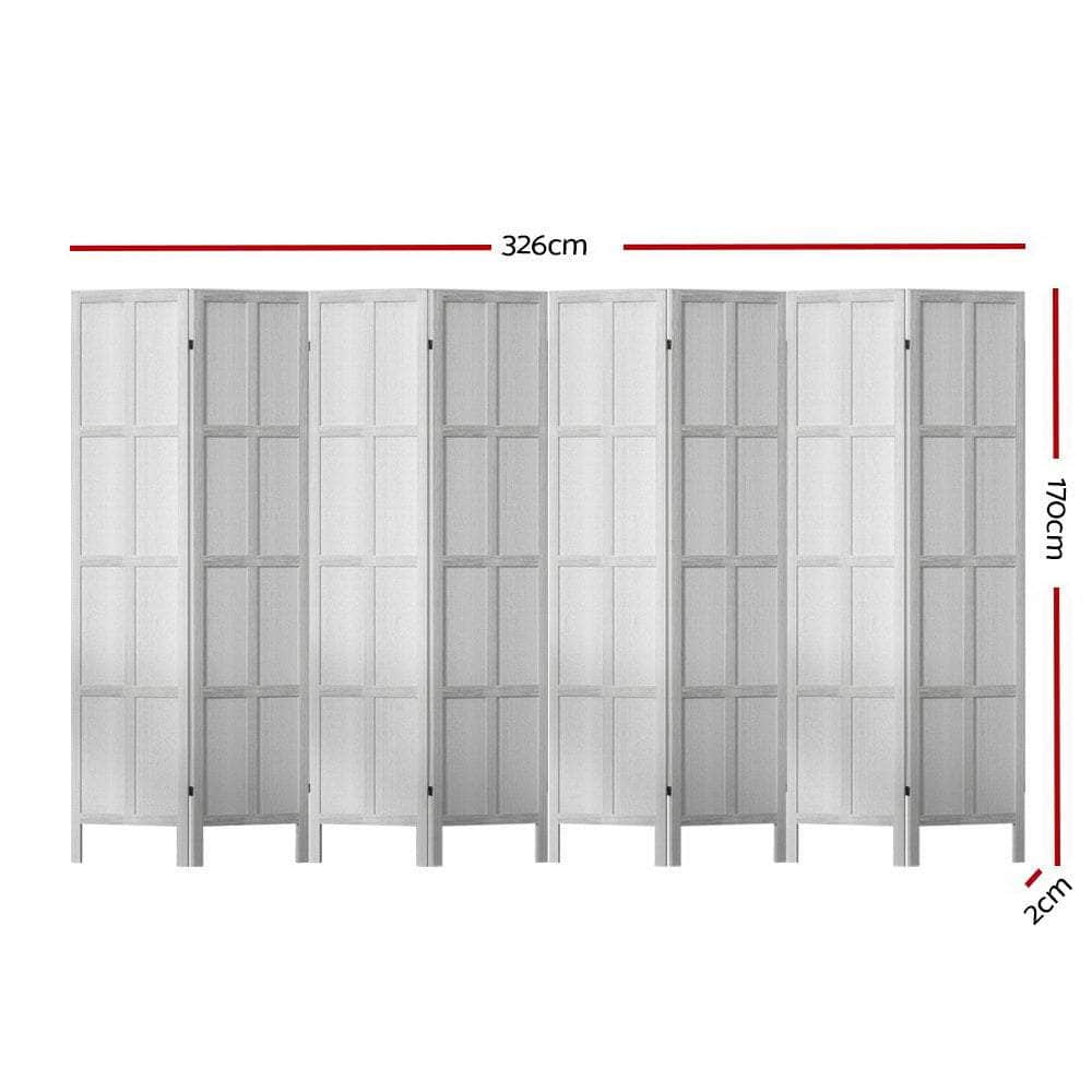 Room Divider Screen Privacy Wood Dividers Stand 8 Panel White