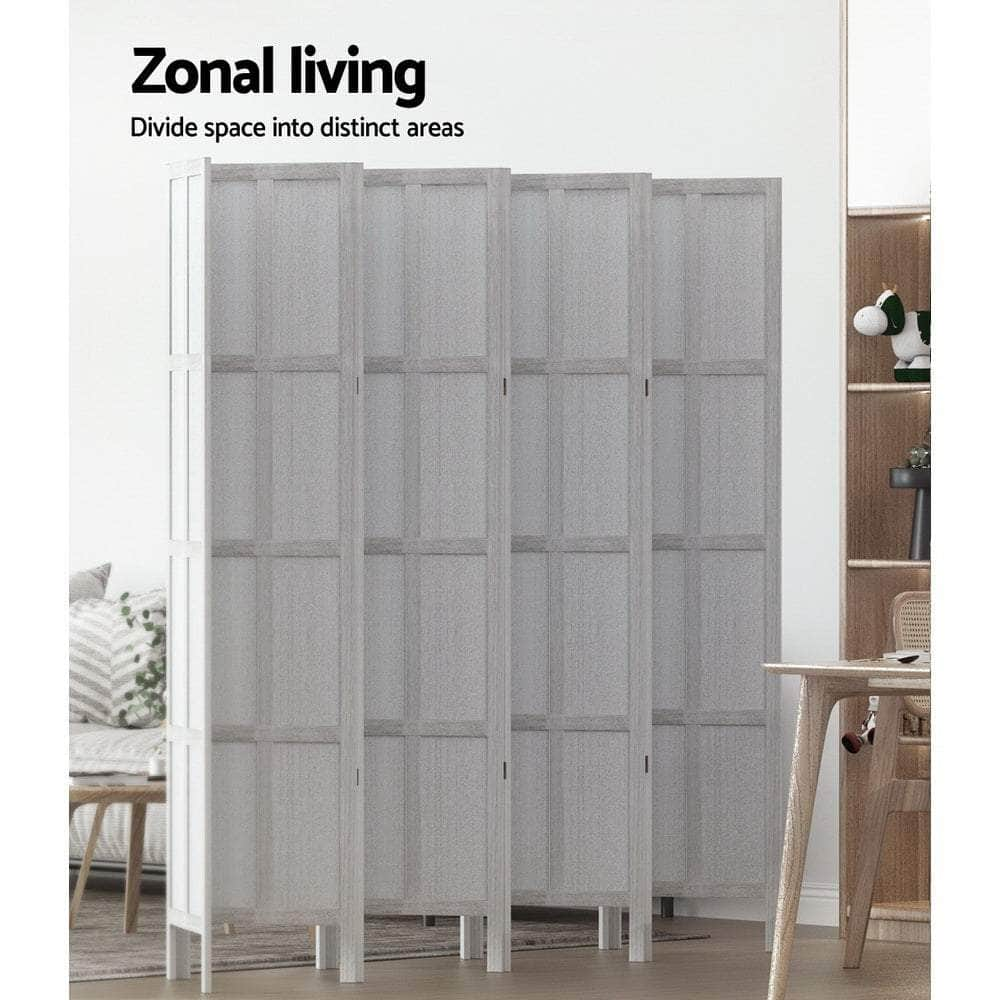 Room Divider Screen Privacy Wood Dividers Stand 8 Panel White