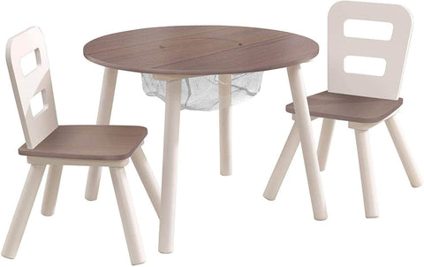 Round Table And 2 Chair Set For Children (Grey)