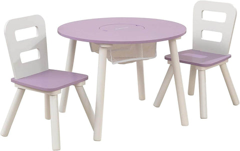 Round Table And 2 Chair Set For Children (Lavender)