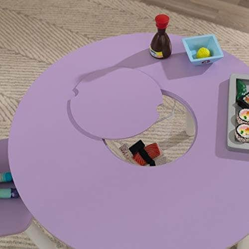 Round Table And 2 Chair Set For Children (Lavender)