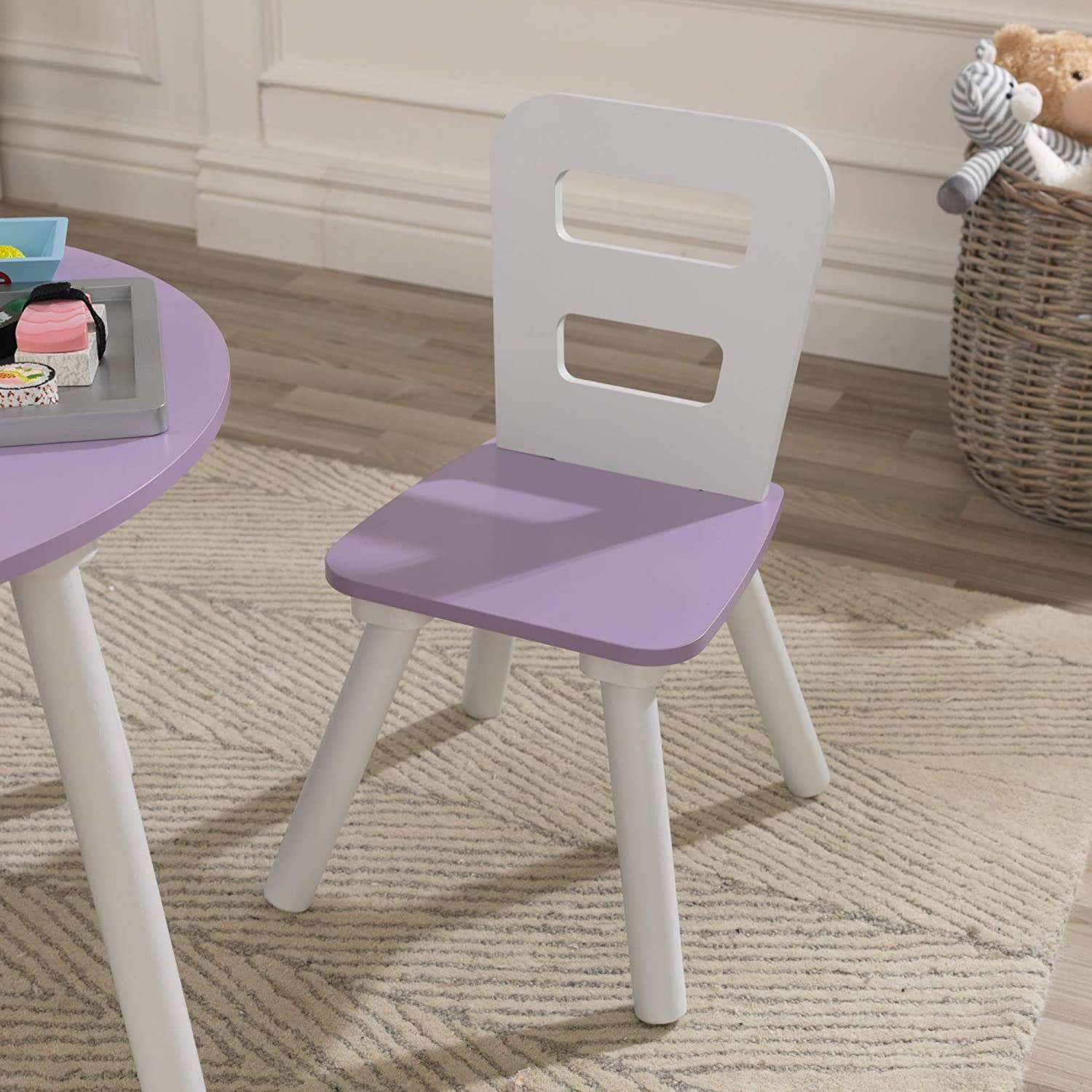 Round Table And 2 Chair Set For Children (Lavender)