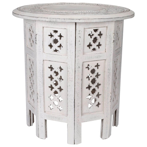 Rubber Wood Timber Round 45Cm Side Table - White