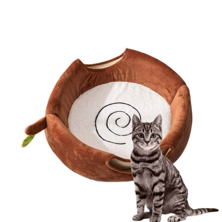 S Convertible Tree Stump Cat Bed - Foldable, Dual-Use, Four-Season Pet Nest