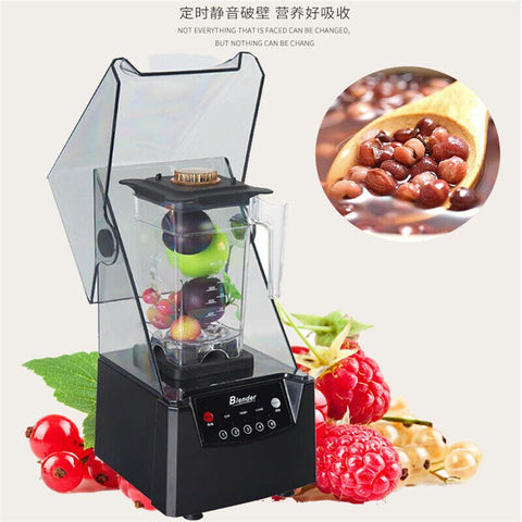 2L Commercial Food Blender Silent Smoothie Machine with Cover Ice Cusher Juicer