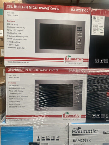 Baumatic 60cm Built-in Microwave 28L, 5 Power Levels, 8 Settings