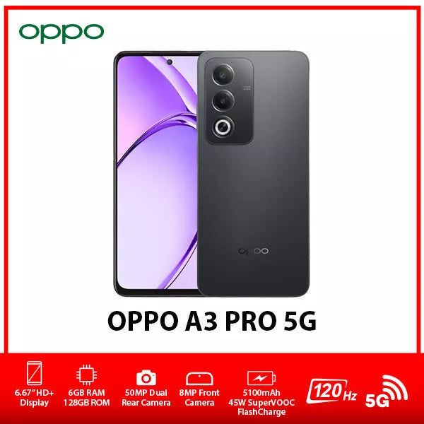 New OPPO A3 Pro 5G Dual SIM 6GB 128GB Black Unlocked Global