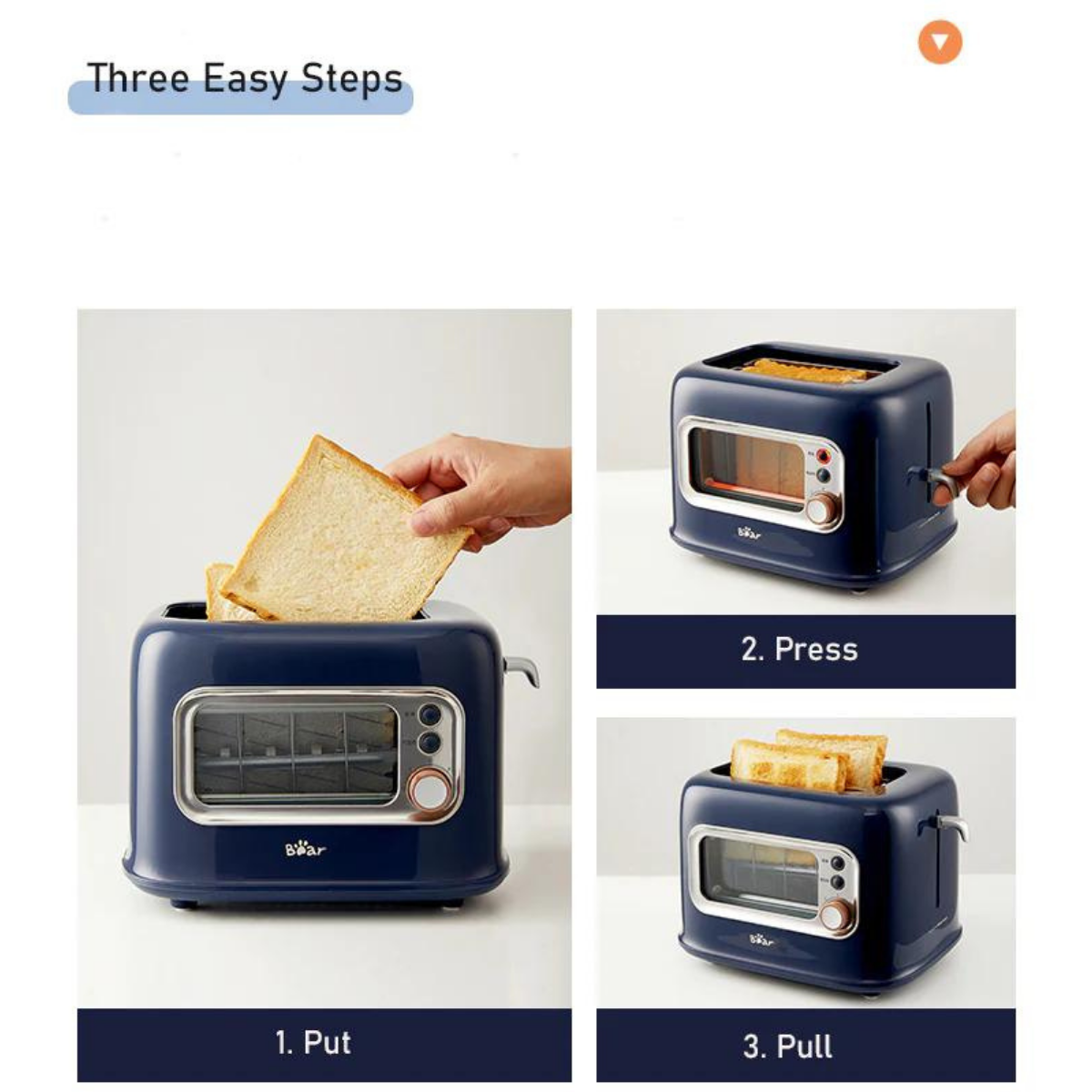 BEAR Double Slots Bread Toaster With Glass Window