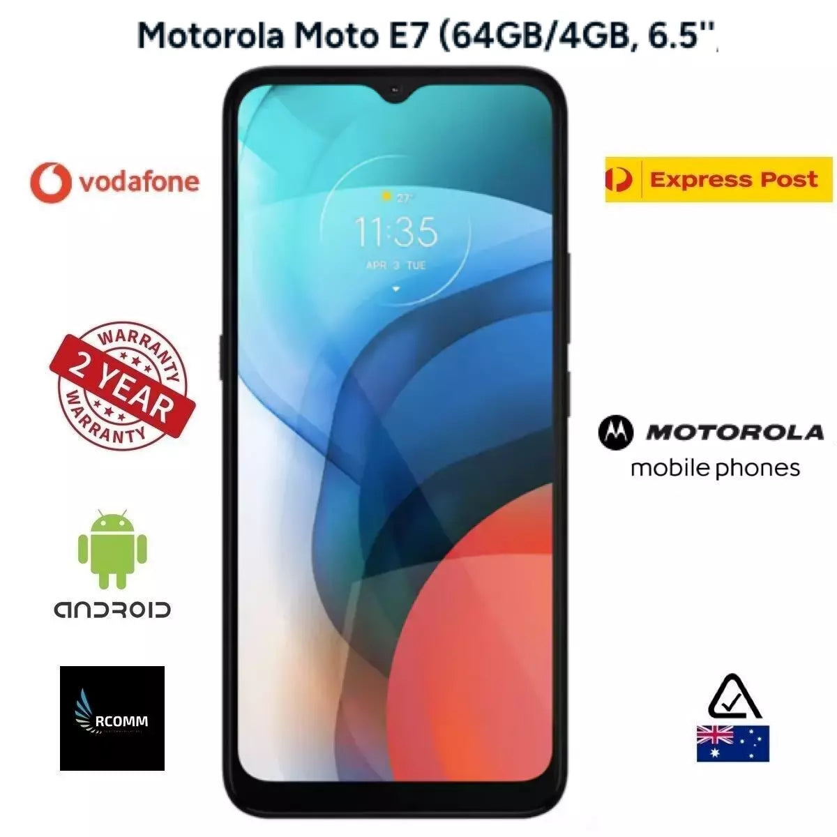 Moto E7: 64GB/4GB, 6.5" Display, Mineral Grey