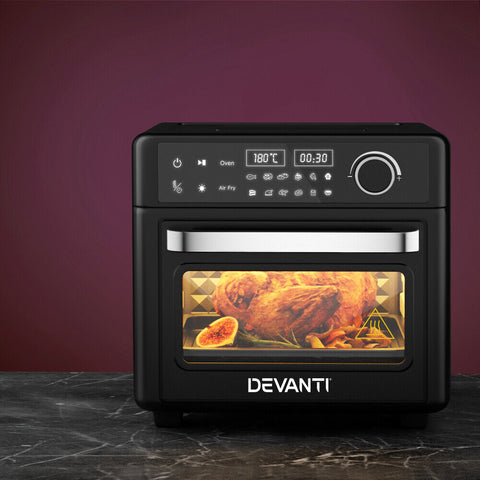 Devanti Air Fryer 15L LCD Fryers Kitchen Oven Oil Free Healthy Cooker 1200W