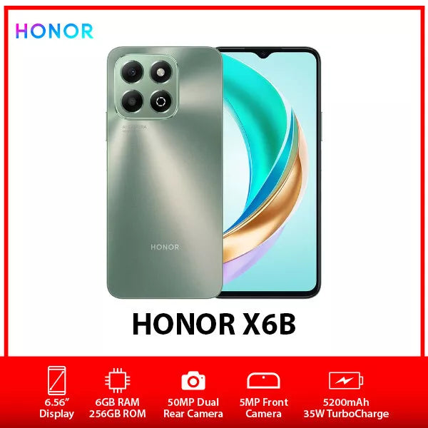 New HONOR X6b Dual SIM Unlocked Octa Core 6GB 256GB Android Green,Black