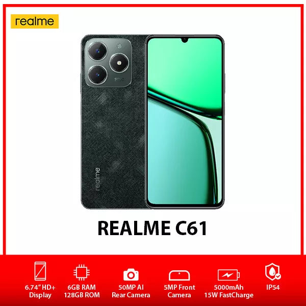 New Realme C61 Global Version Dual SIM Unlocked 6GB 128GB Android Green