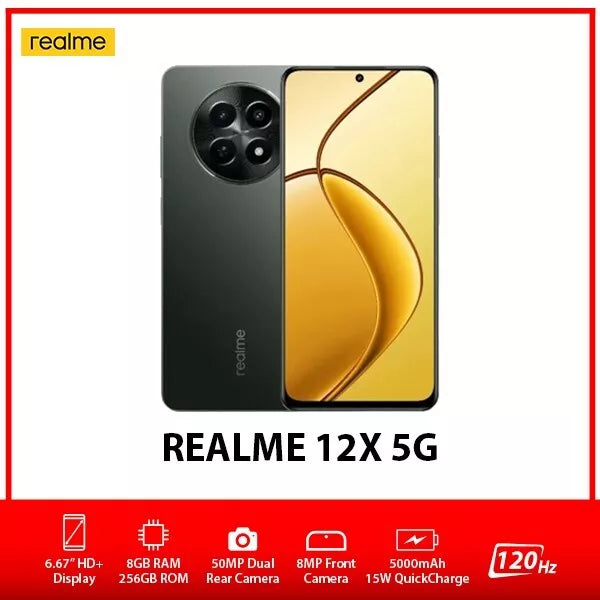 New Realme 12x 5G Black 8GB 256GB Global Version Dual SIM