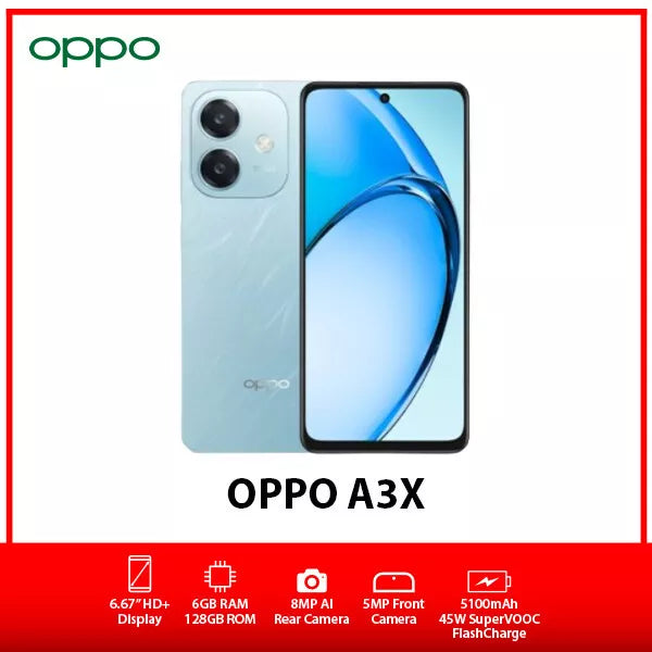 New OPPO A3x Global Version Dual SIM Unlocked 6GB 128GB Android Blue,Red