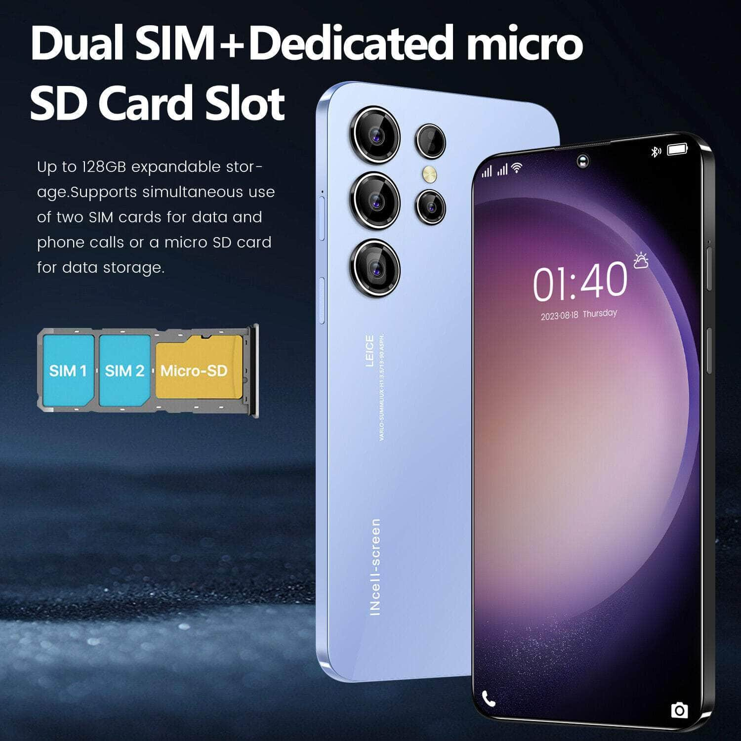 S23 Ultra Smartphone 7.3" 8GB+256GB Dual SIM Android 13 Unlocked Mobile Phones