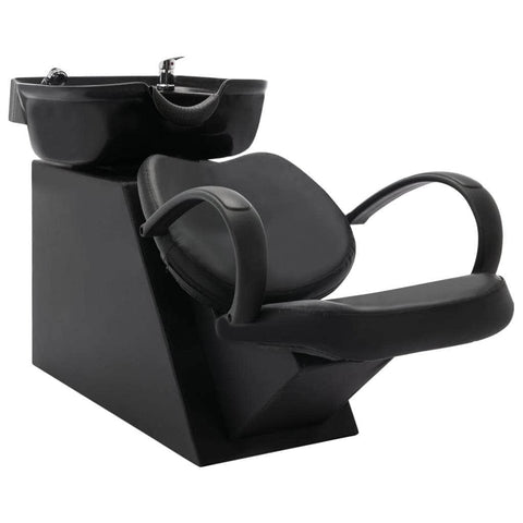 Salon Shapoo Chair with Washbasin Black Fau Leather